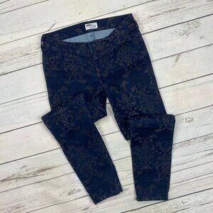Old Navy The Diva Skinny Pants Size 2 Womens Flocked Printed Stretch Navy Blue